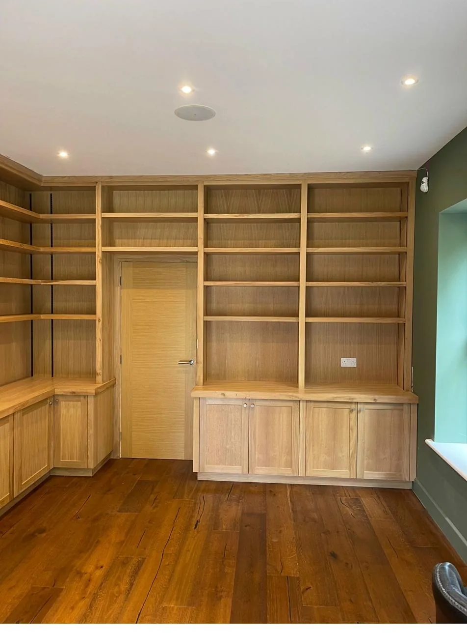 Bespoke oak library cabinetry
